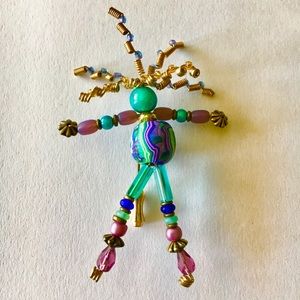 Eclectic Beaded Funky Colorful Lapel Pin